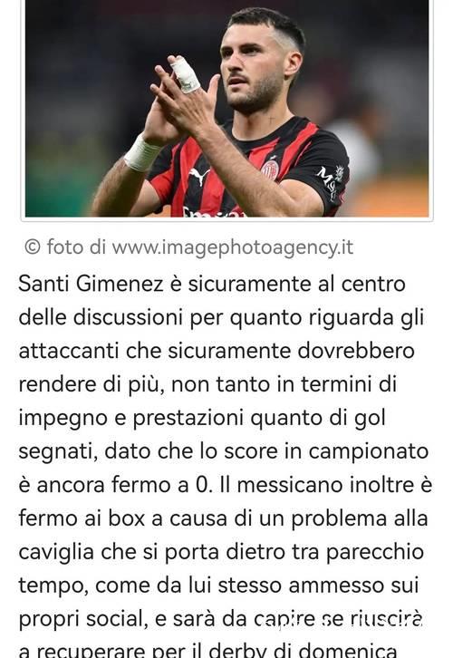 AC米兰前锋希门尼斯恐因伤手术缺阵三月，俱乐部紧急寻找替代者